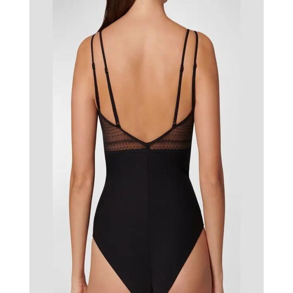 SIMONE PERELE NWT Pia Lace-Trim Cutout Bodysuit Black SZ 2 DESIGNER LINGERIE - Picture 3 of 4